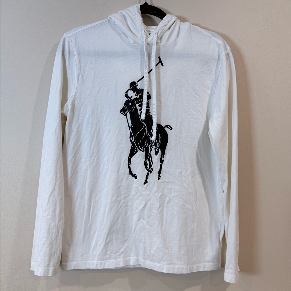 🔥Polo Ralph Lauren Women’s White Long-Sleeve Hoodie Shirt Size S EC🔥